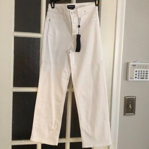 Bebe high rise cropped straight leg white jeans